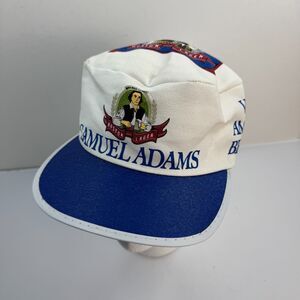 Samuel Adams Vintage White Painter Hat Blue Stretch Fit OS Sam Adams Boston
